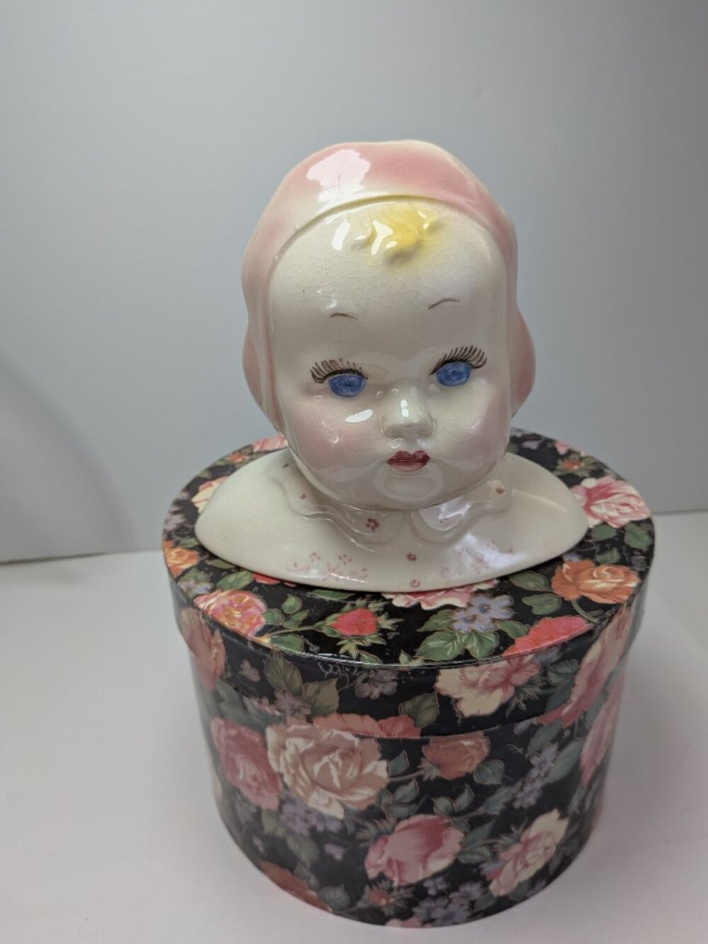 Vintage McCoy Floraline Baby Head Planter 541 Pink Mid Century Kitsch w Gift Box